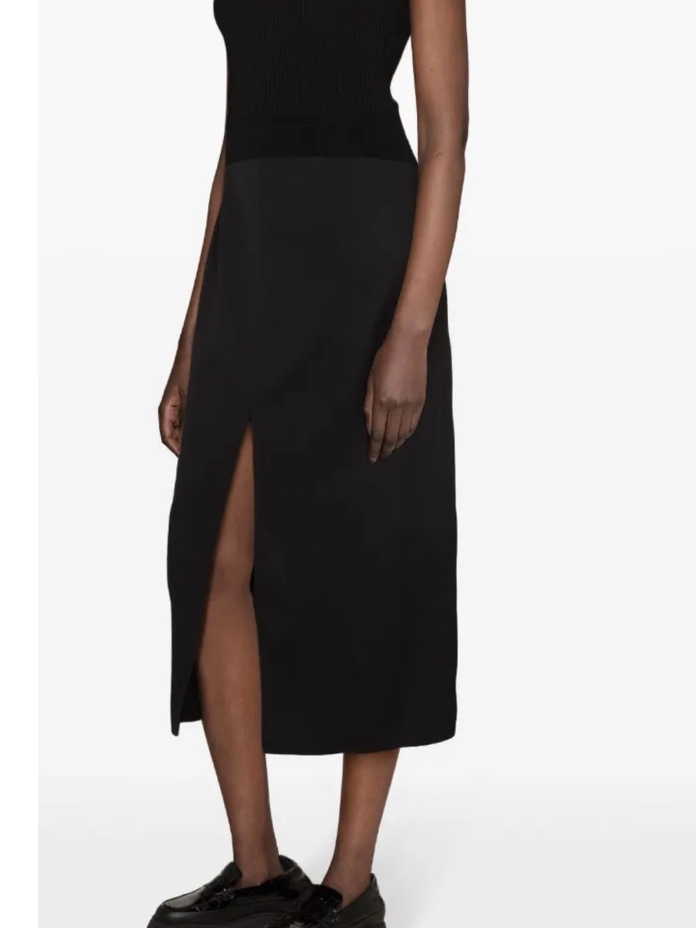 Golden Goose Black Midi Skirt with Front Slit